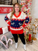 Fuzzy V - Neck Reindeer Snowflake Sweater - Whiskey Skies - J.NNA