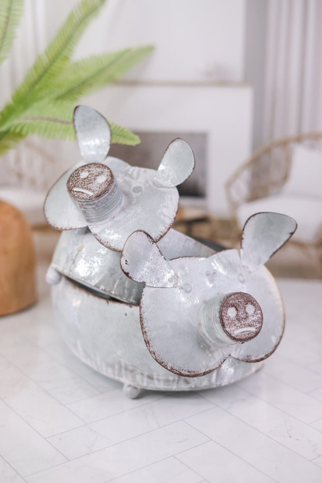 Galvanized Pig Planter (Set Of 2) - Whiskey Skies - SPECIAL T IMPORTS INC