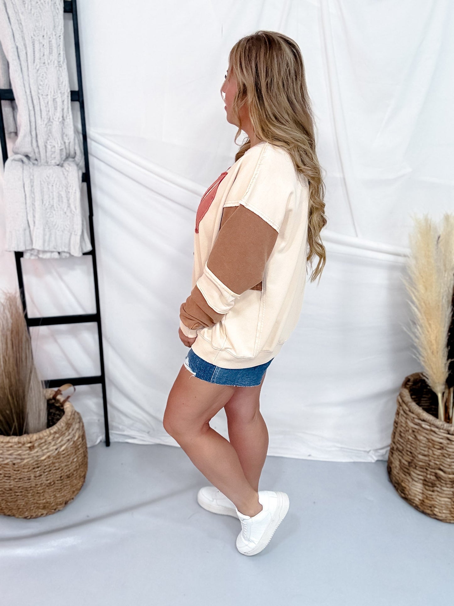Game Day Washed Terry Pullover Sweatshirt - Whiskey Skies - EASEL