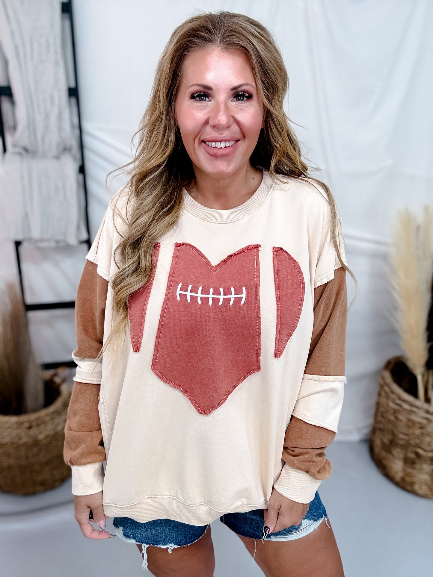 Game Day Washed Terry Pullover Sweatshirt - Whiskey Skies - EASEL