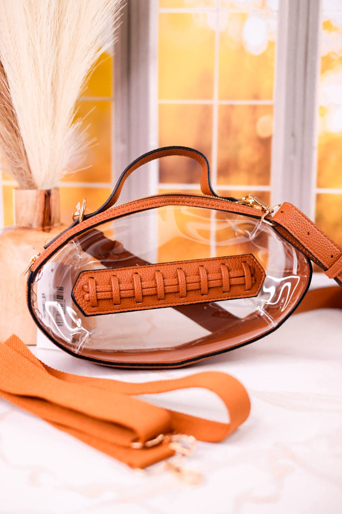 Gameday Football Clear Crossbody Bag - Whiskey Skies - MIMI WHOLESALE