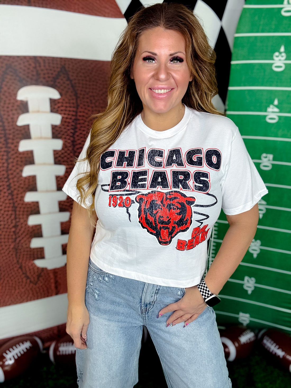 Gameday Goals Licensed Chicago Bears Short Sleeve Midi Tee - Whiskey Skies - GAMEDAY COUTURE