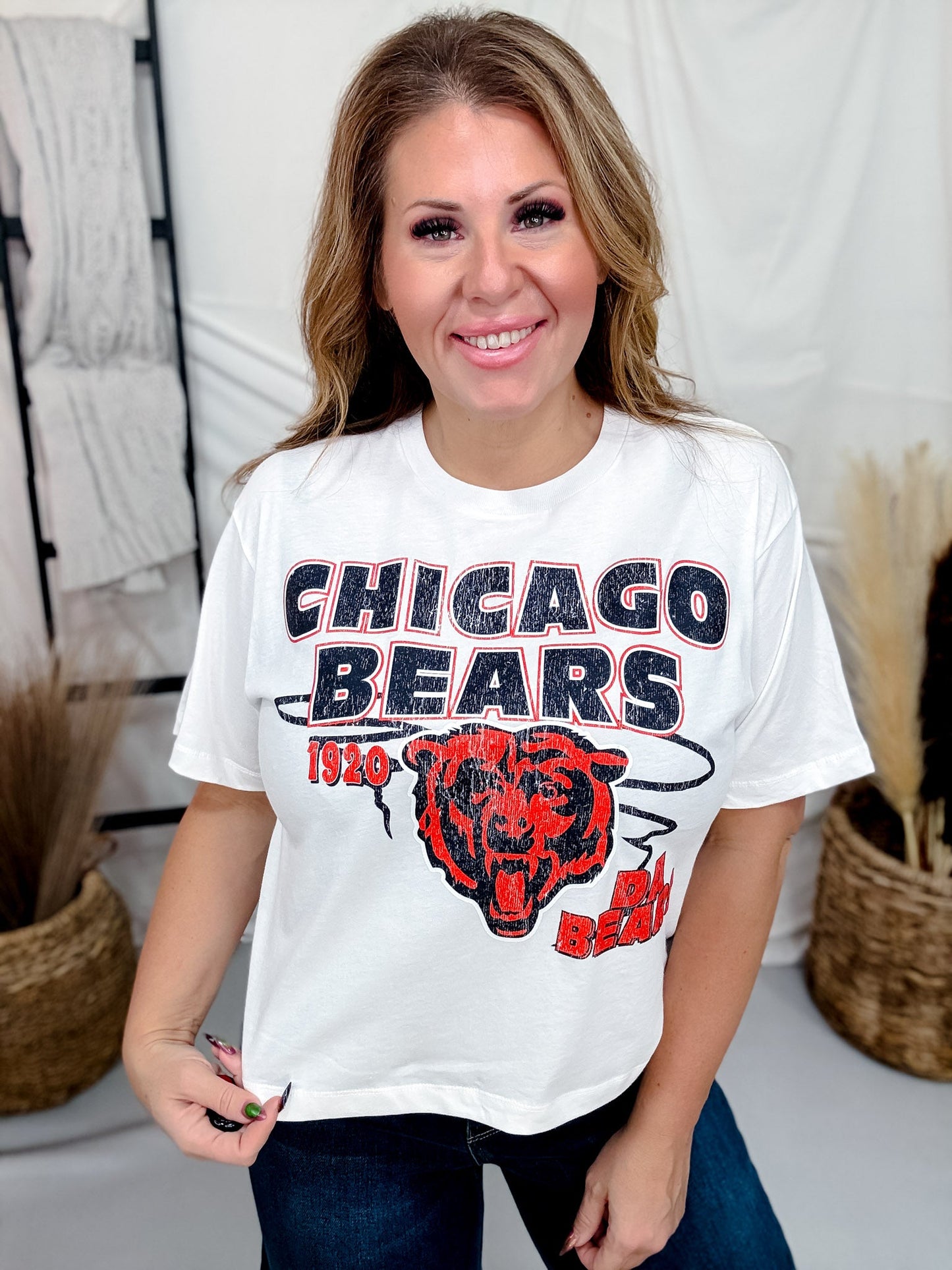 Gameday Goals Licensed Chicago Bears Short Sleeve Midi Tee - Whiskey Skies - GAMEDAY COUTURE