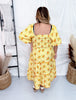 Garden Party Midi Dress With Smocked Top And Bubble Sleeves - Whiskey Skies - ODDI