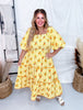 Garden Party Midi Dress With Smocked Top And Bubble Sleeves - Whiskey Skies - ODDI