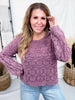 Geometric Knit Crewneck Sweater - Whiskey Skies - SEW IN LOVE