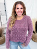 Geometric Knit Crewneck Sweater - Whiskey Skies - SEW IN LOVE