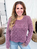 Geometric Knit Crewneck Sweater - Whiskey Skies - SEW IN LOVE
