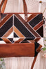 Geometric Patterned Leather and Cowhide Tote Bag - Whiskey Skies - AMERICAN DARLING