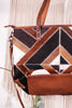 Geometric Patterned Leather and Cowhide Tote Bag - Whiskey Skies - AMERICAN DARLING