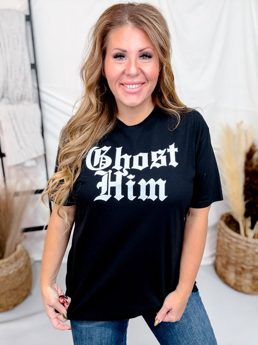 Ghost Him Black Short Sleeve Graphic Tee - Whiskey Skies - THE LATTIMORE CLAIM