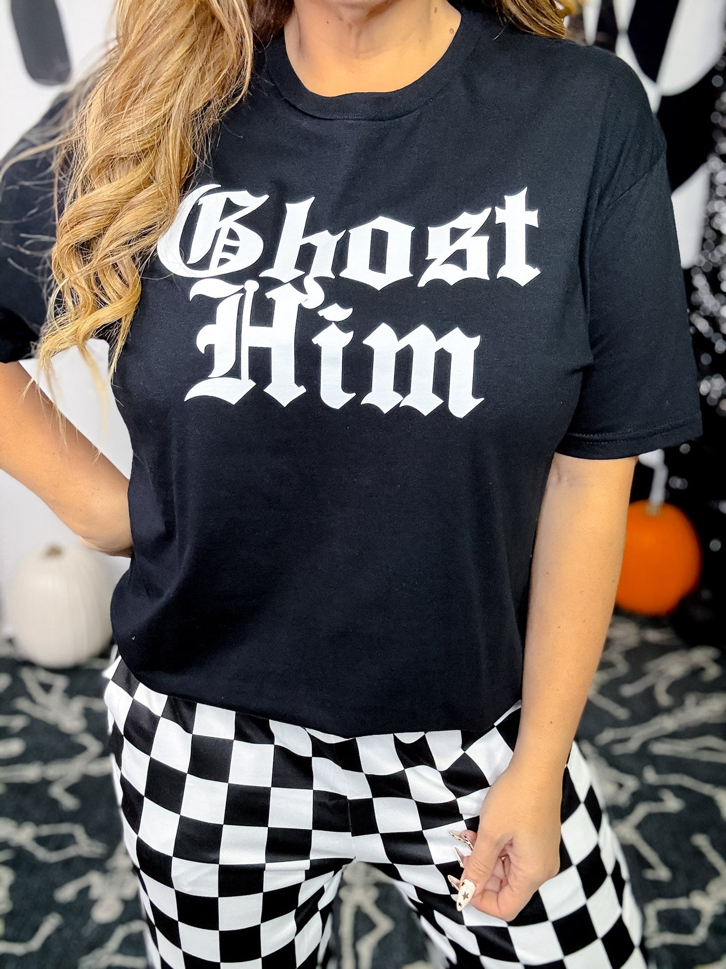 Ghost Him Black Short Sleeve Graphic Tee - Whiskey Skies - THE LATTIMORE CLAIM