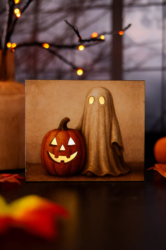 Ghost & Jack-O-Lantern LED Block - Whiskey Skies - WT COLLECTION