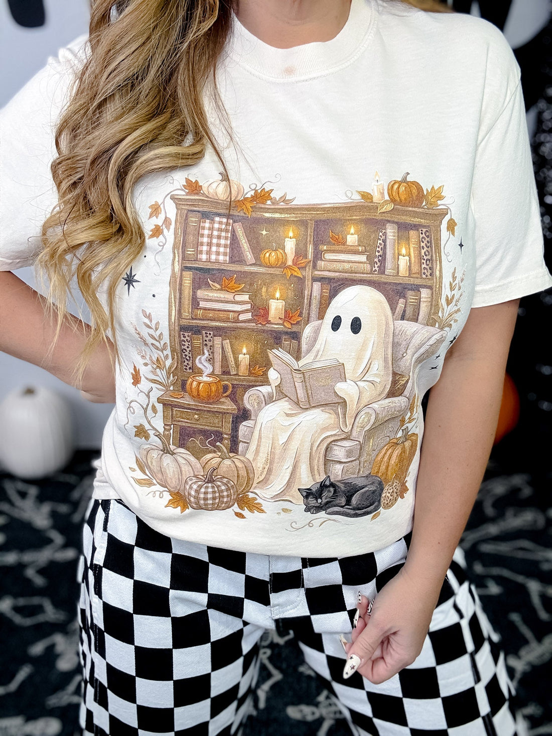 Ghost Library Ivory Short Sleeve Graphic Tee - Whiskey Skies - GLAIME