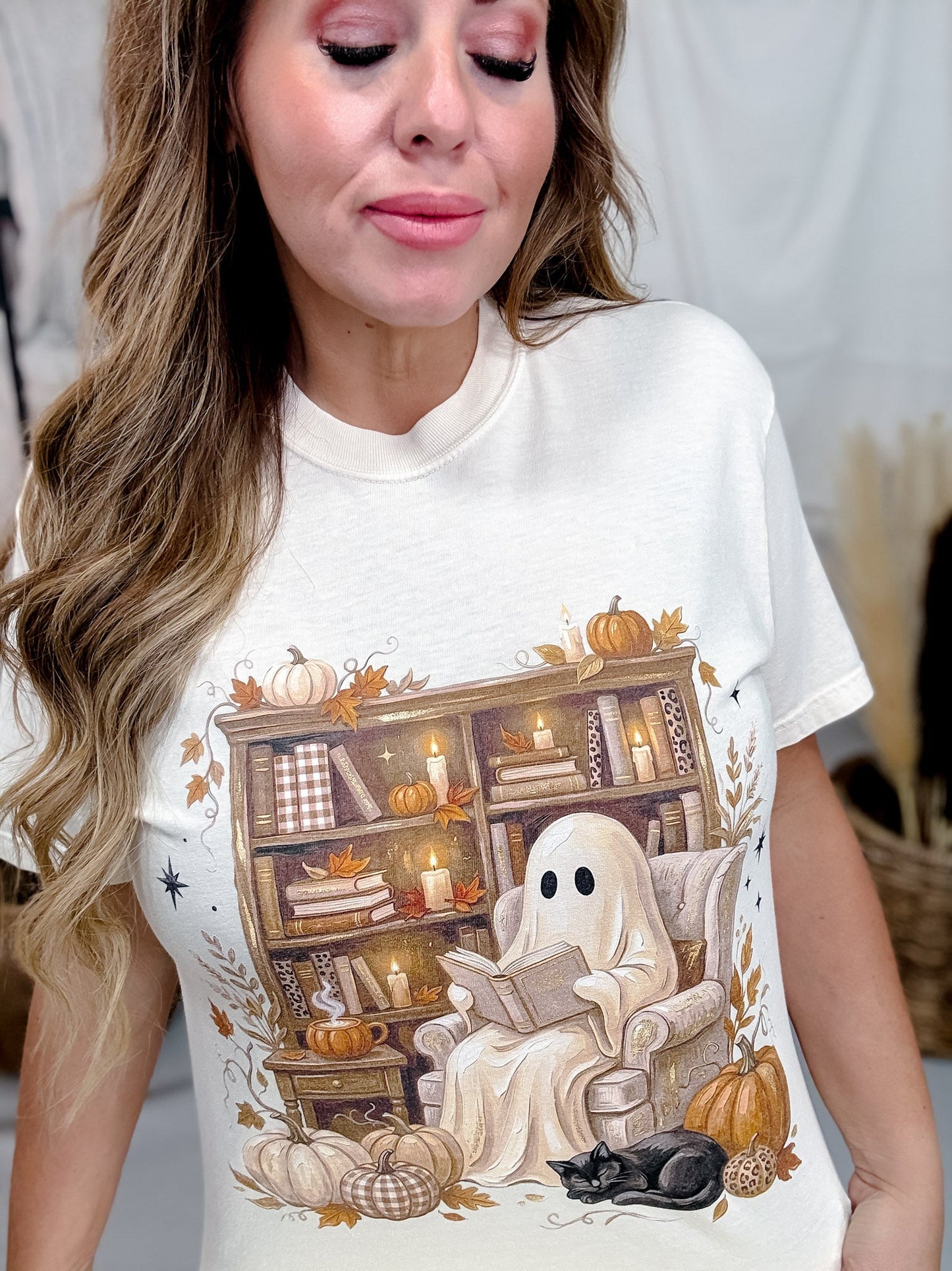 Ghost Library Ivory Short Sleeve Graphic Tee - Whiskey Skies - GLAIME