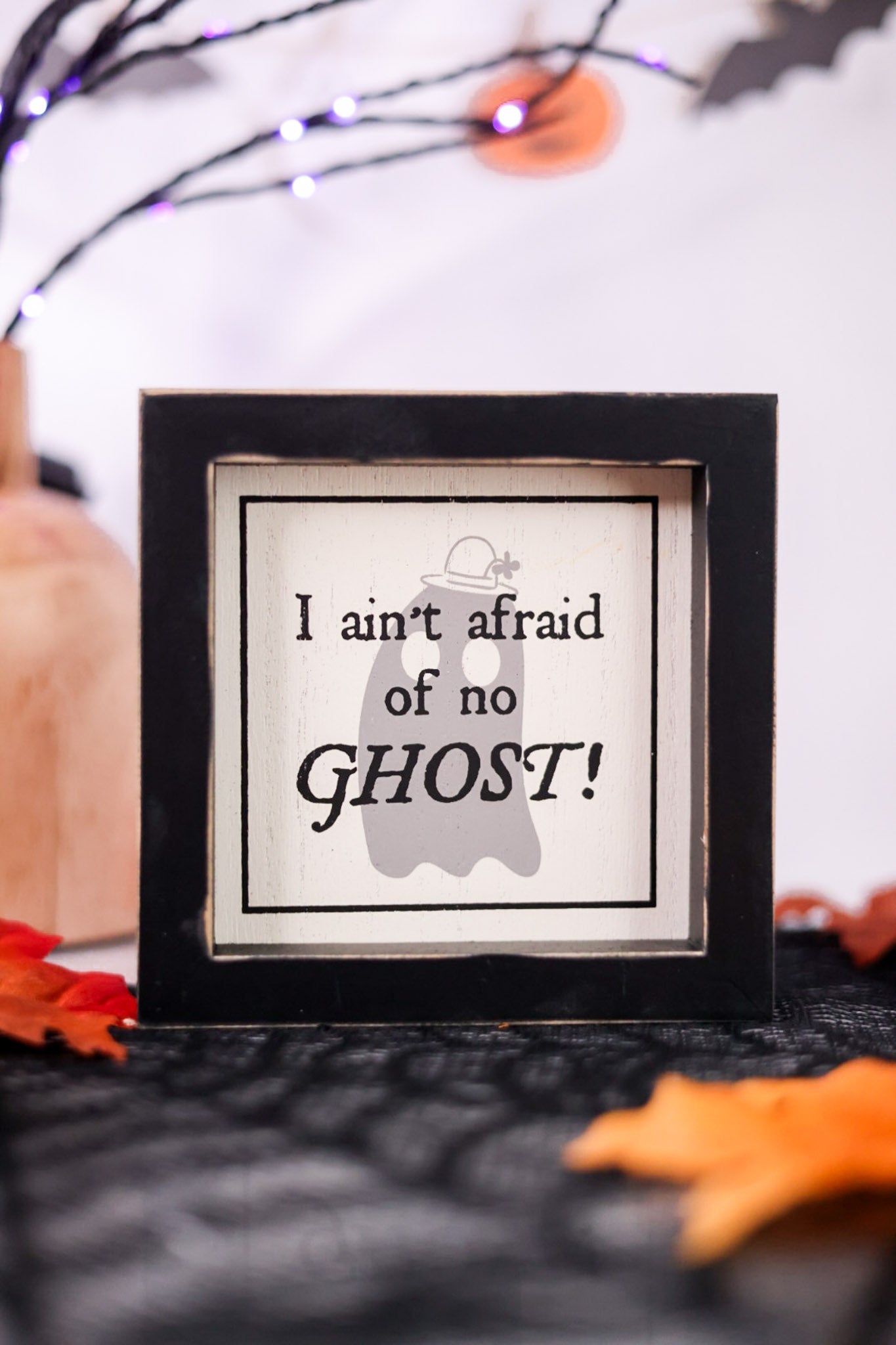 "Ghost/Afraid" Reversible Wood Framed Sign - Whiskey Skies - ADAMS & CO