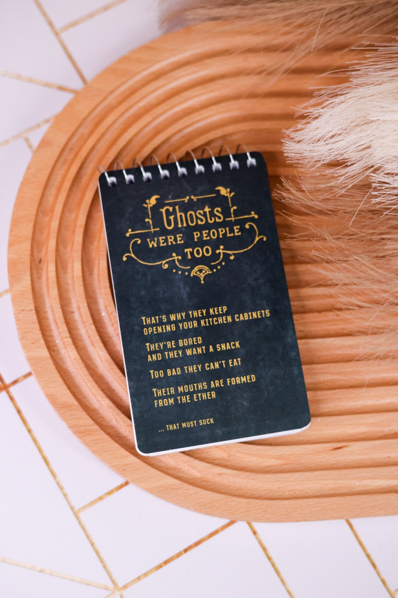 "Ghosts Were People Too" Mini Spiral Bound Notebook - Whiskey Skies - BLUE Q