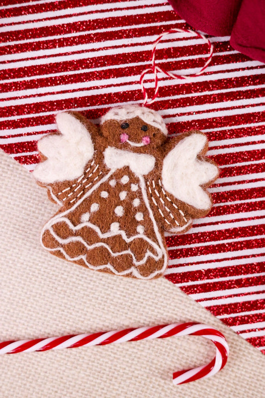 Gingerbread Angel Wool Ornament - Whiskey Skies - KARMA