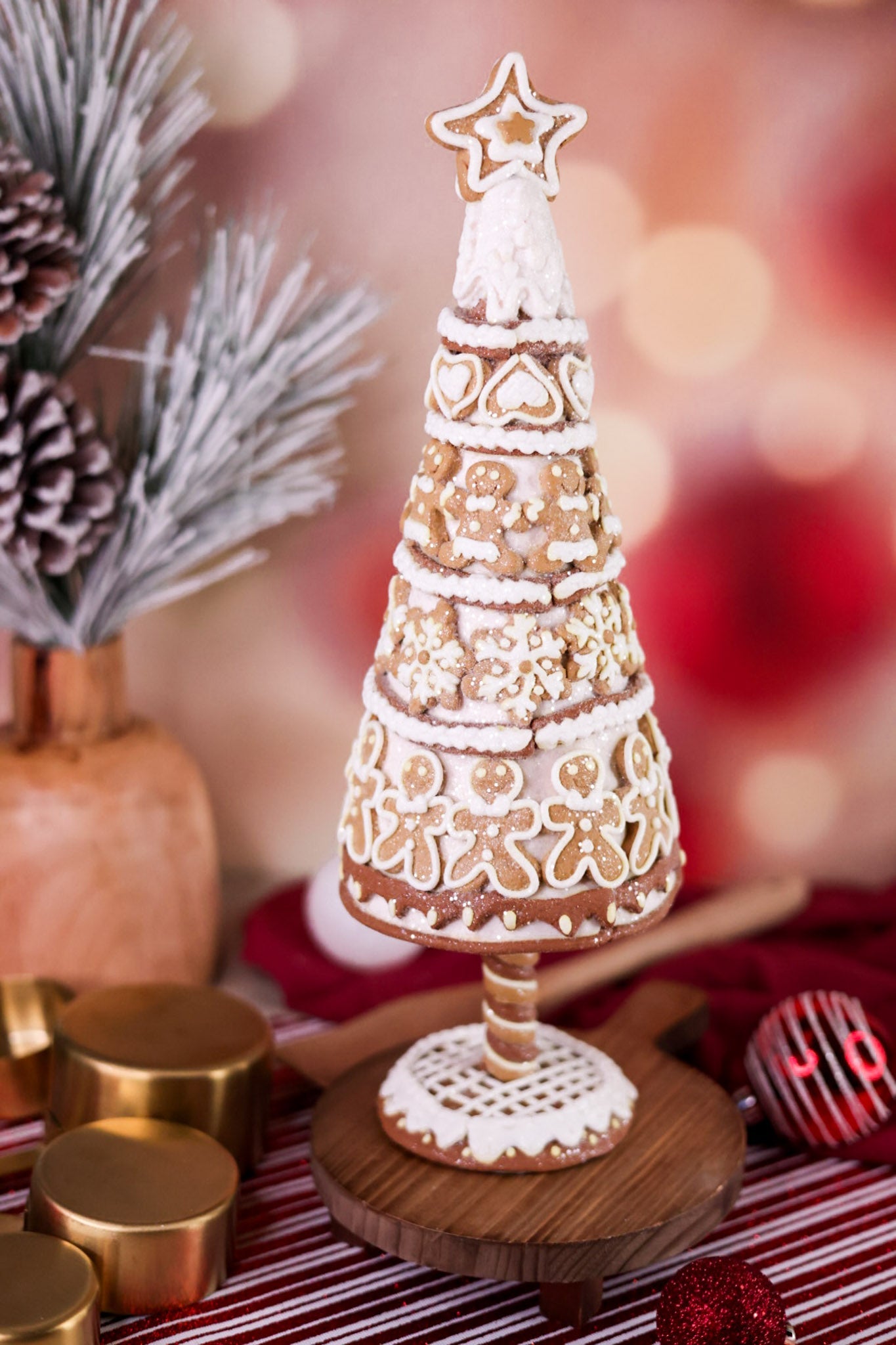 Gingerbread Cookie Christmas Tree Table Top Decoration - Whiskey Skies - RAZ IMPORTS