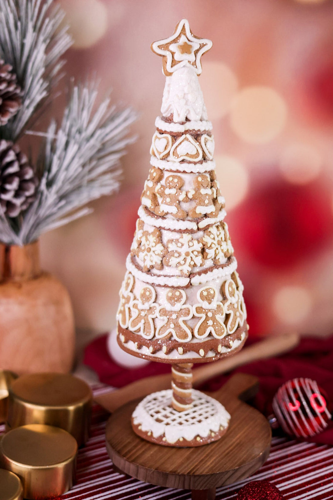 Gingerbread Cookie Christmas Tree Table Top Decoration - Whiskey Skies - RAZ IMPORTS