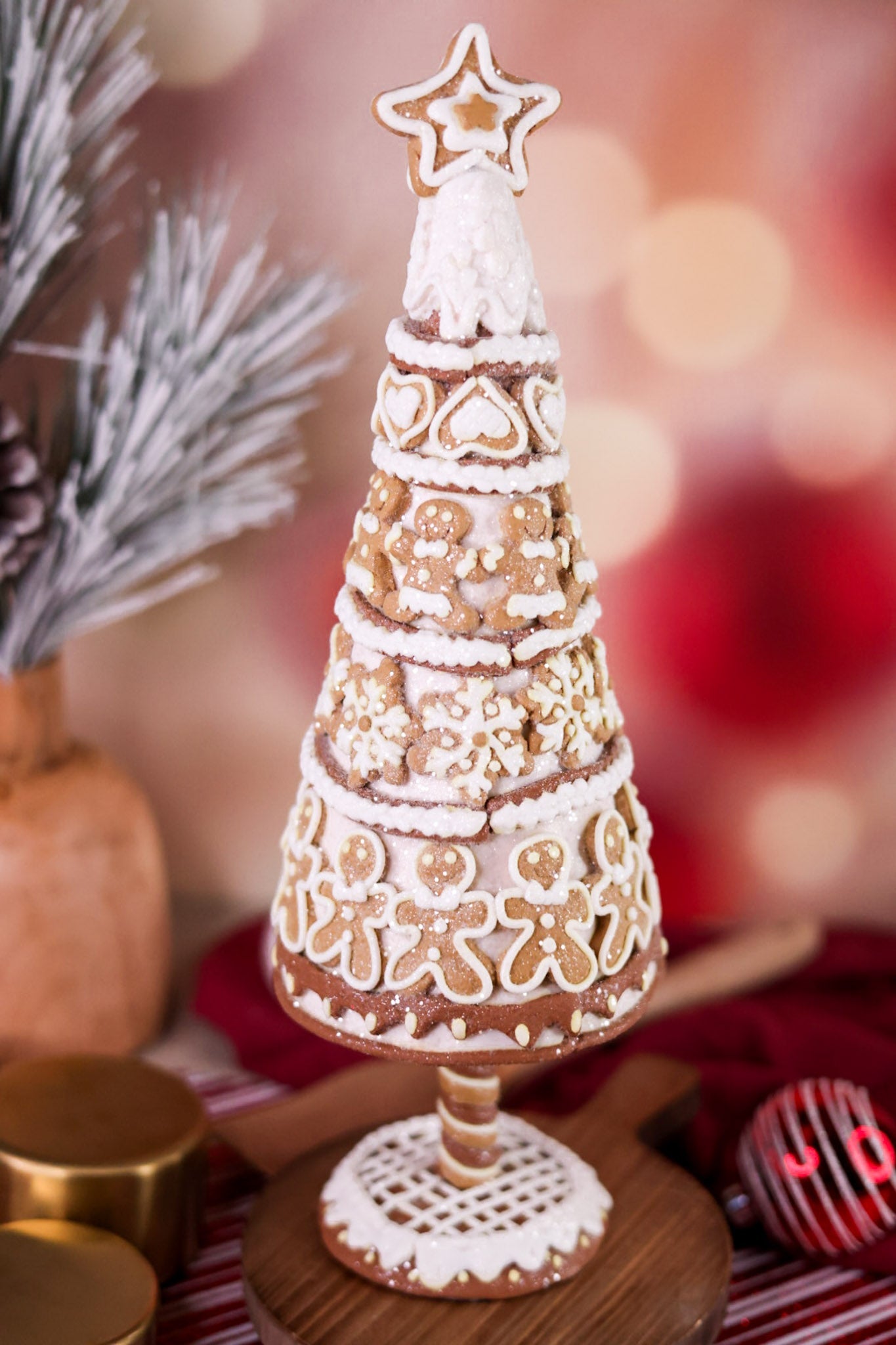 Gingerbread Cookie Christmas Tree Table Top Decoration - Whiskey Skies - RAZ IMPORTS