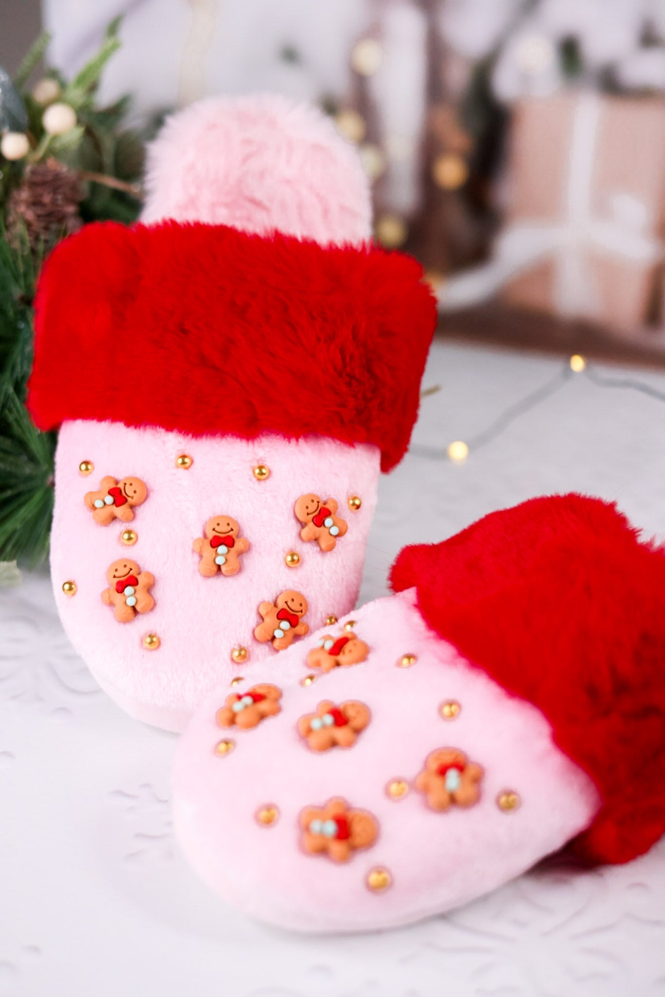 Gingerbread Men Cozy Slippers - Whiskey Skies - SHIRALEAH