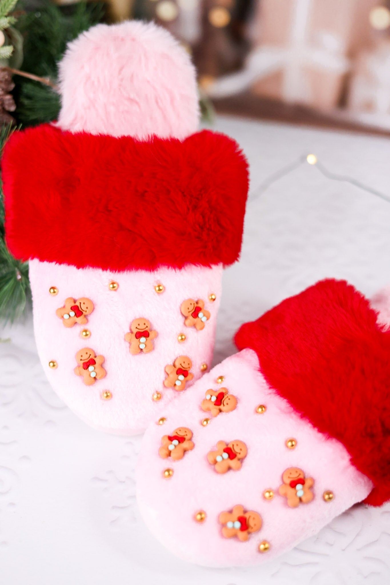 Gingerbread Men Cozy Slippers - Whiskey Skies - SHIRALEAH