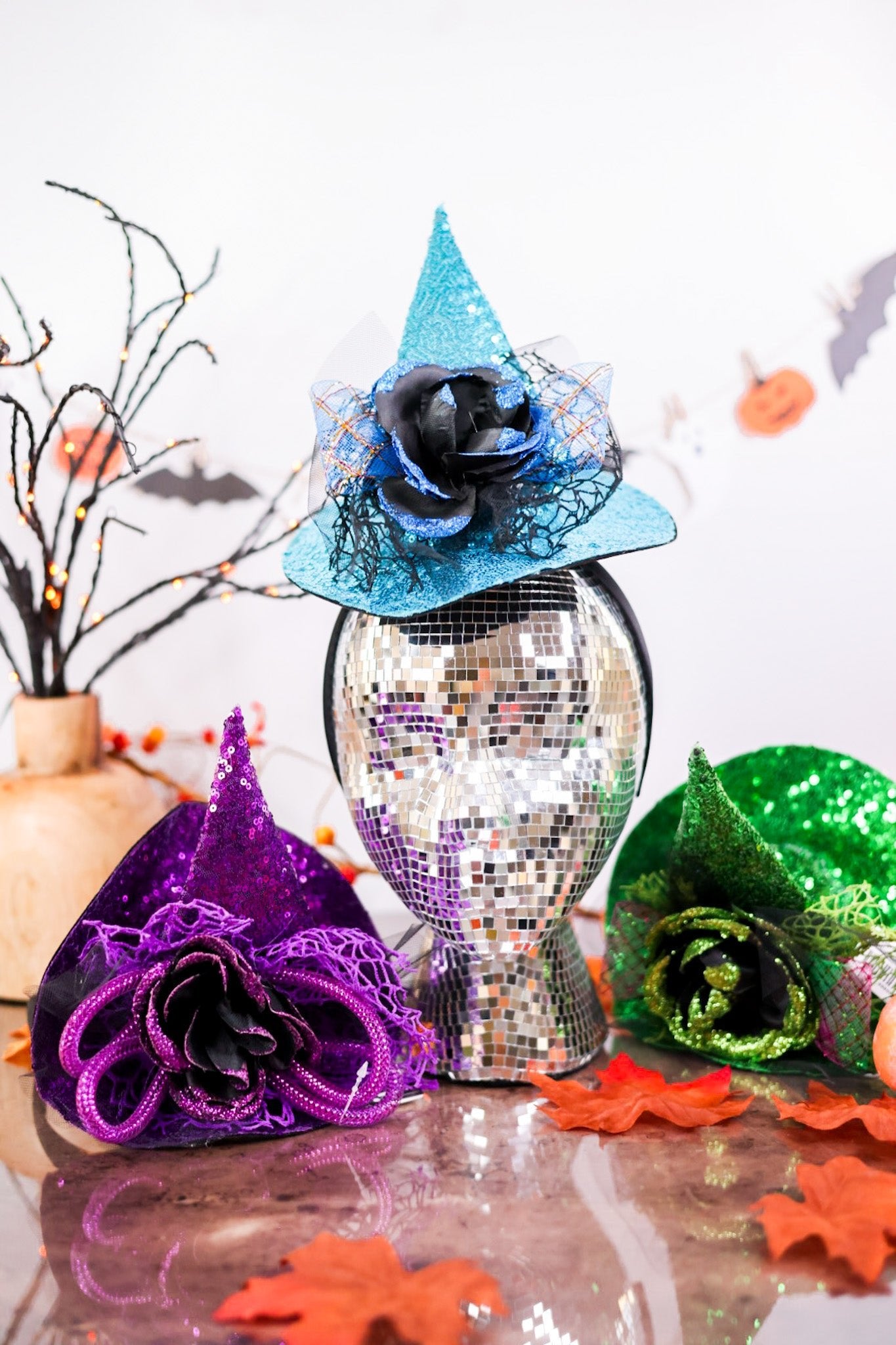 Glitter Rose Witch Hat Headband - Whiskey Skies - ONE HUNDRED 80 DEGREES