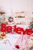 Glittering "Believe" Tabletop Sign - Whiskey Skies - SUNSET VISTA DESIGNS