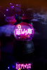 Glittering Black Cat Globe With Neon "Beware" Sign - Whiskey Skies - RAZ IMPORTS