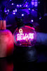 Glittering Black Cat Globe With Neon "Beware" Sign - Whiskey Skies - RAZ IMPORTS
