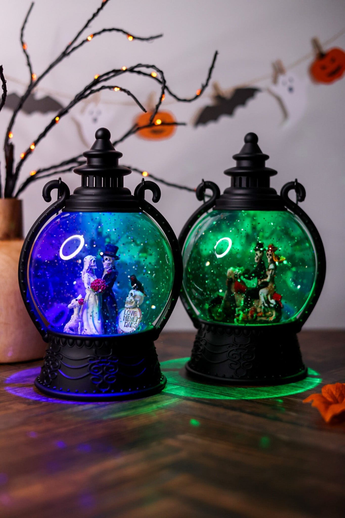 Glittering Halloween Water Globes (2 Styles) - Whiskey Skies - TRANSPAC