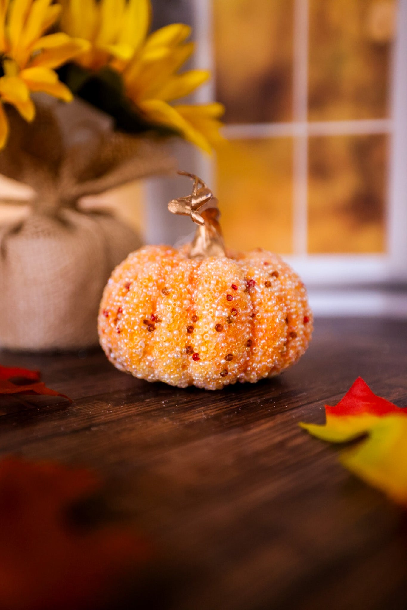 Glittering Pumpkin Figurines (3 Styles) - Whiskey Skies - C & F ENTERPRISES