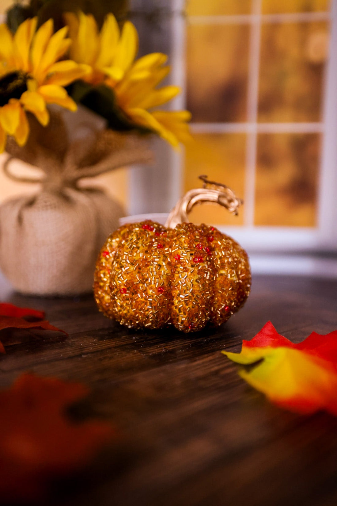 Glittering Pumpkin Figurines (3 Styles) - Whiskey Skies - C & F ENTERPRISES