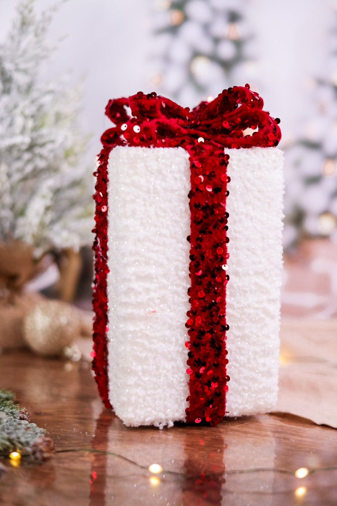 Glittering Red and White Gift Ornaments (2 Sizes) - Whiskey Skies - SULLIVANS