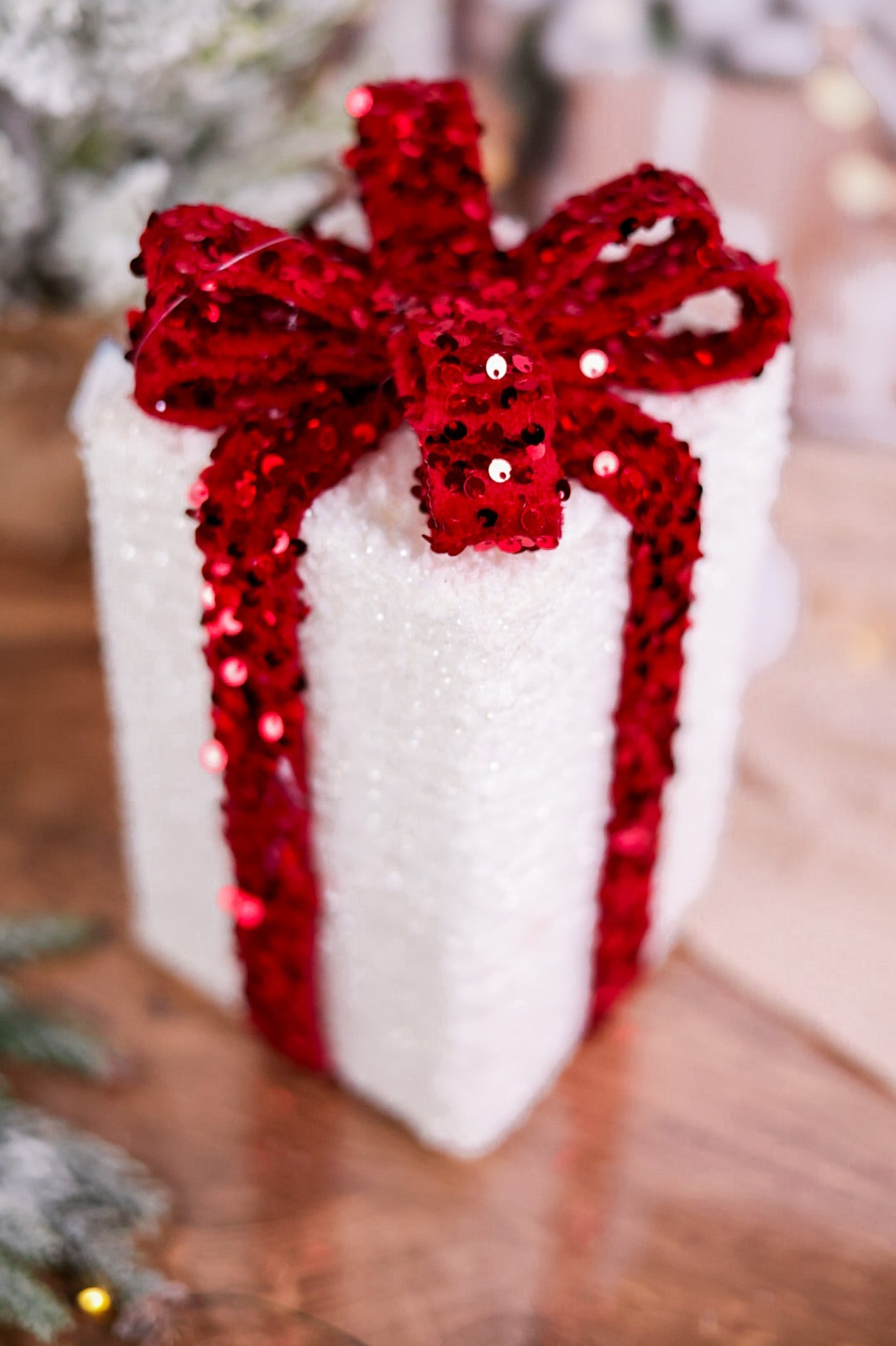 Glittering Red and White Gift Ornaments (2 Sizes) - Whiskey Skies - SULLIVANS