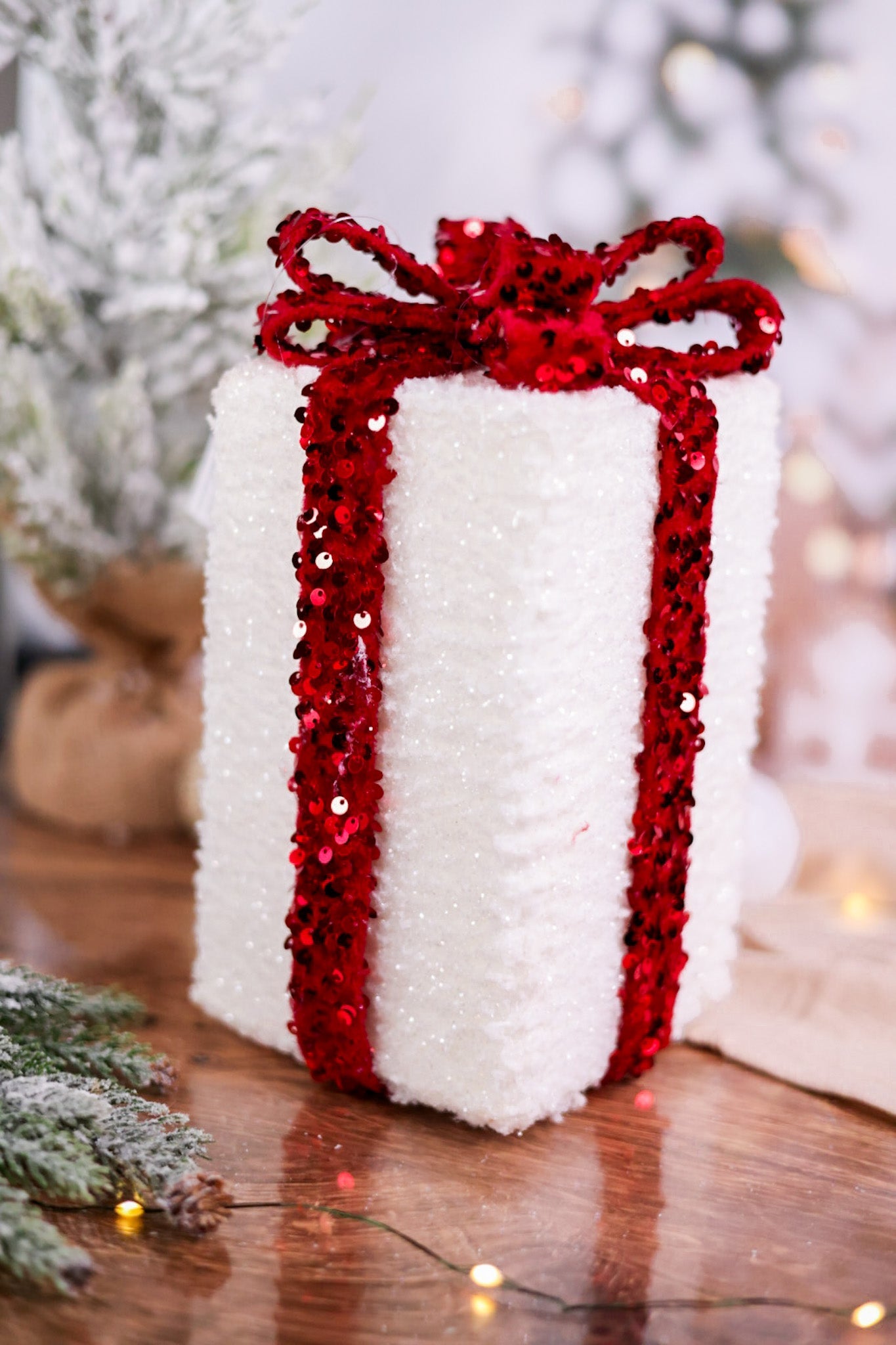 Glittering Red and White Gift Ornaments (2 Sizes) - Whiskey Skies - SULLIVANS