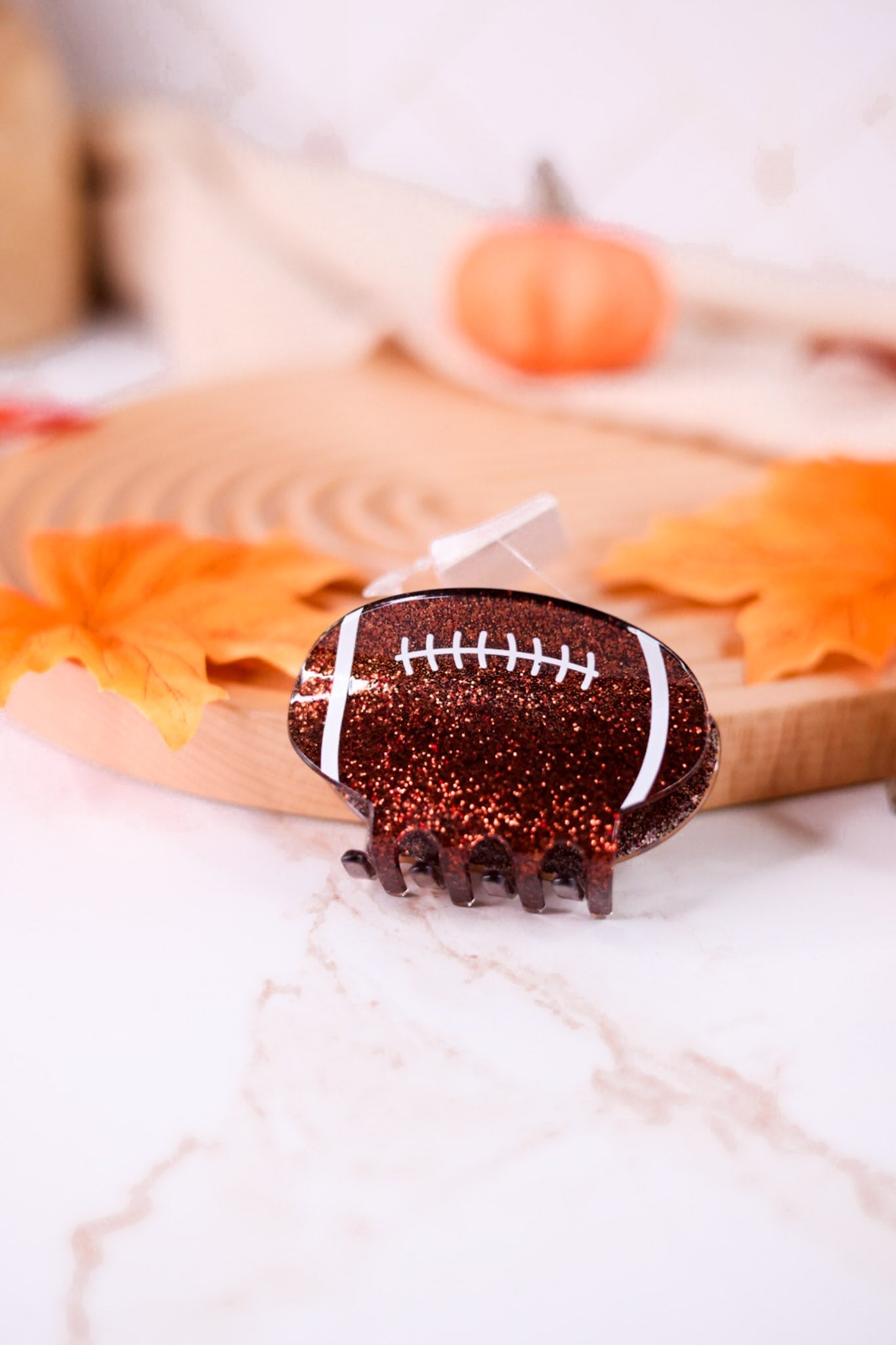 Glittery Football Claw Clip - Whiskey Skies - GIRLY