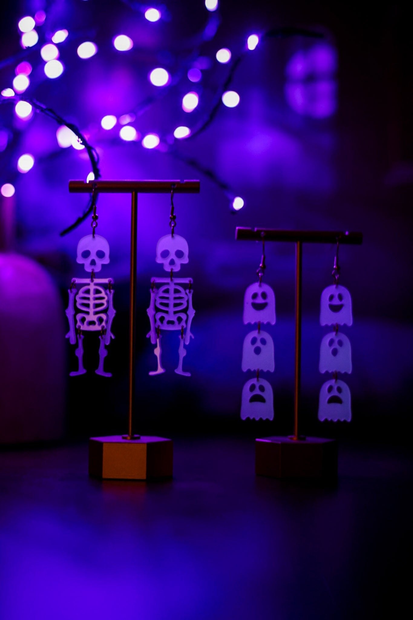 Glow In The Dark Acrylic Halloween Earrings (2 Styles) - Whiskey Skies - TRANSPAC