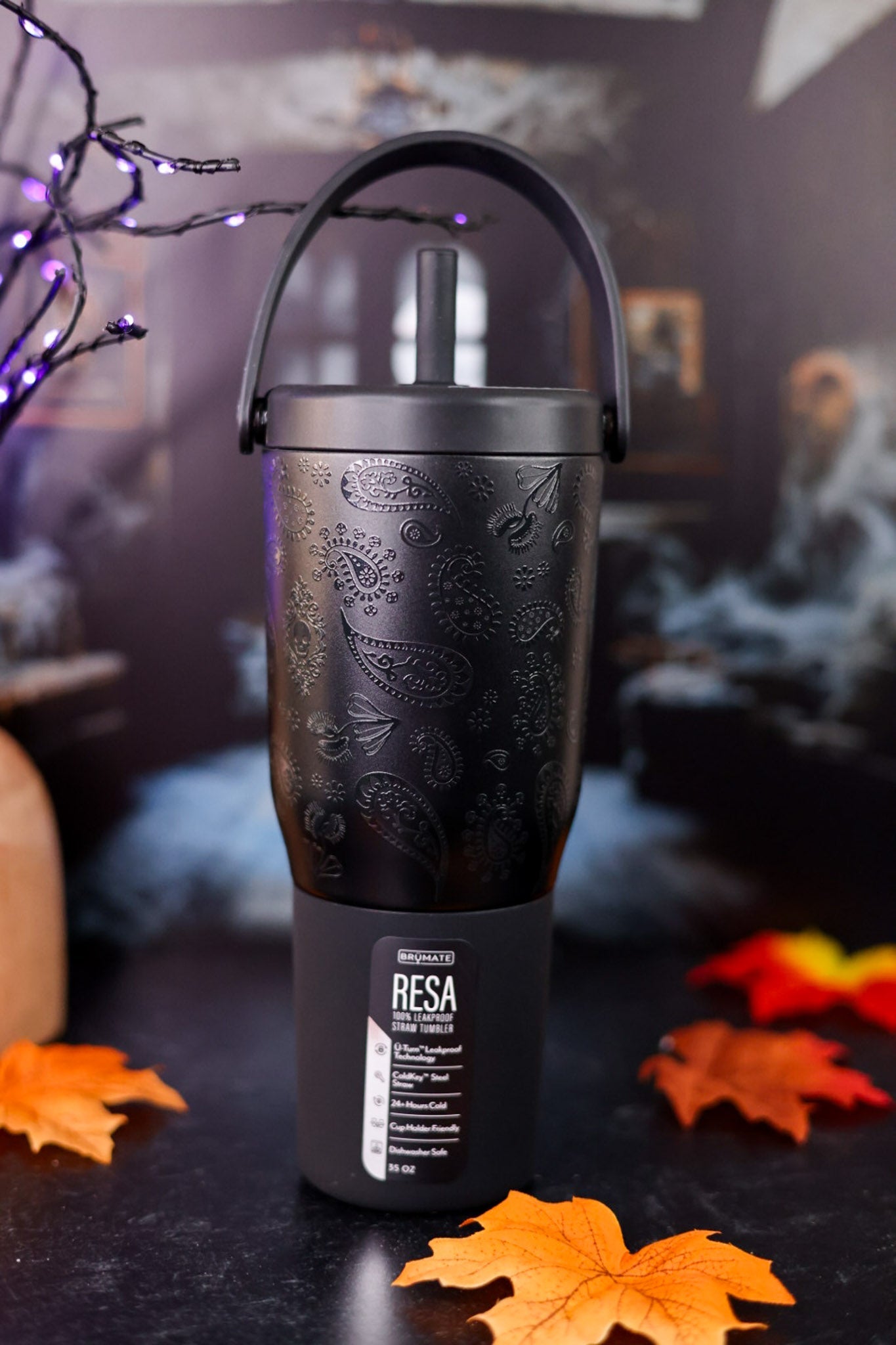 Glow In The Dark Phantom Paisley 35oz Resa Tumbler - Whiskey Skies - BRUMATE