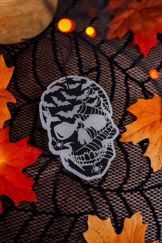Glow In The Dark Skull Freshie (3 Scents) - Whiskey Skies - BUG AND BEAN FRESHIES