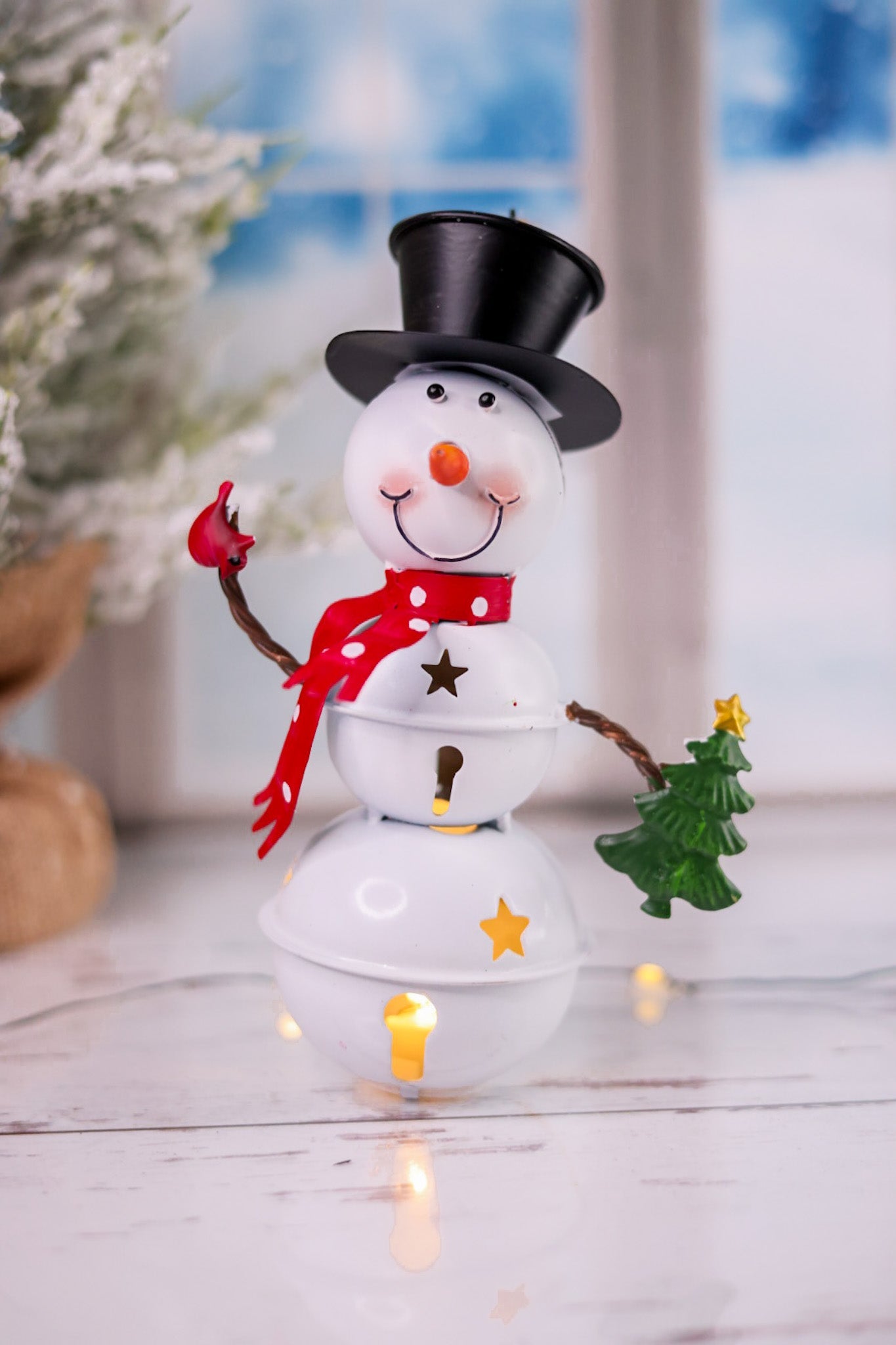 Glowing Metal Bell Snowman - Whiskey Skies - SPECIAL T IMPORTS INC