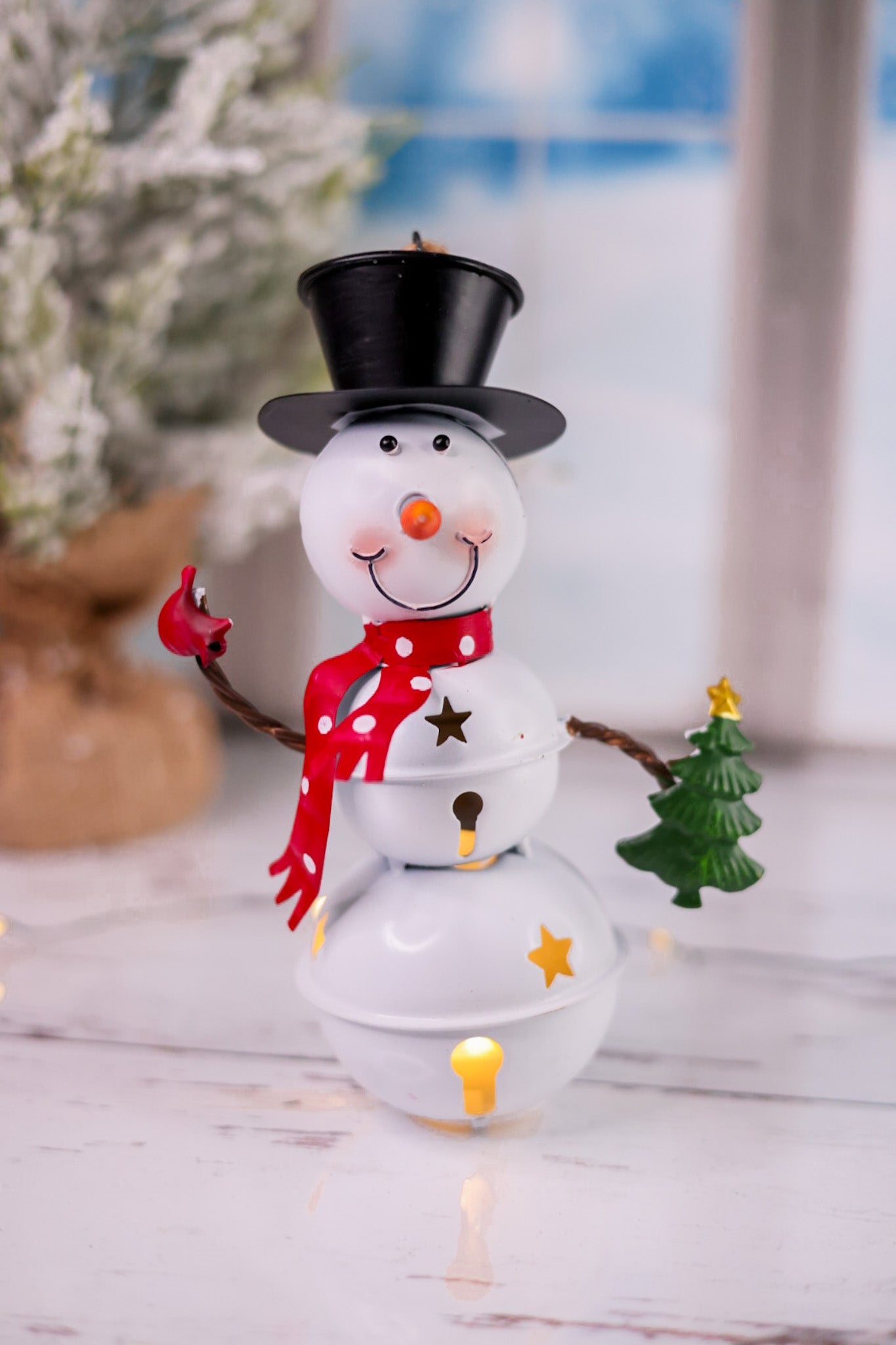 Glowing Metal Bell Snowman - Whiskey Skies - SPECIAL T IMPORTS INC