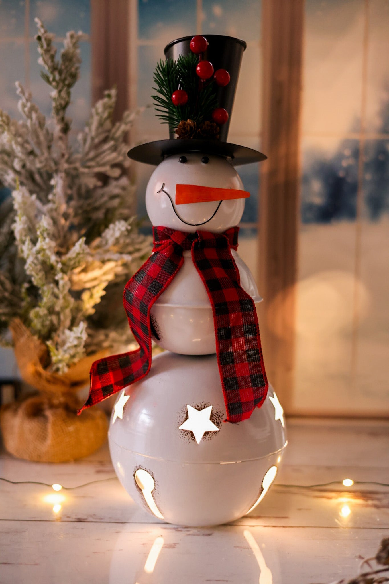 Glowing Metal Bell Snowman Stand - Whiskey Skies - SPECIAL T IMPORTS INC