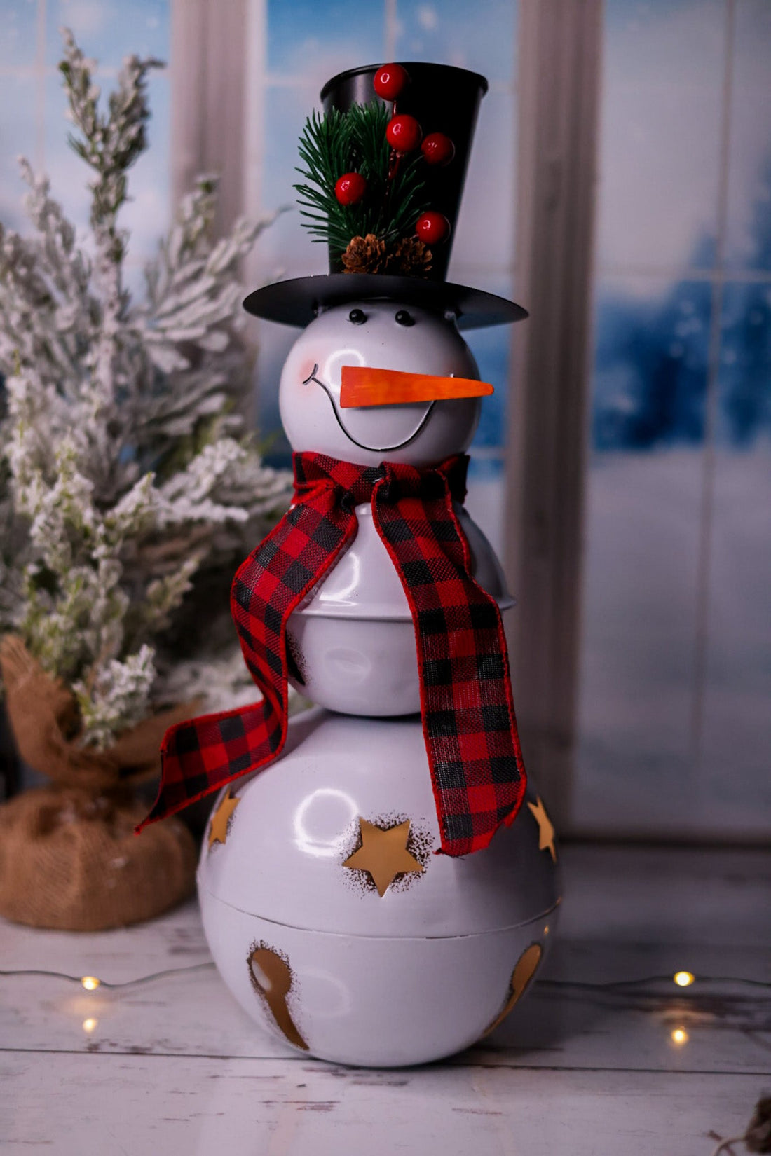 Glowing Metal Bell Snowman Stand - Whiskey Skies - SPECIAL T IMPORTS INC