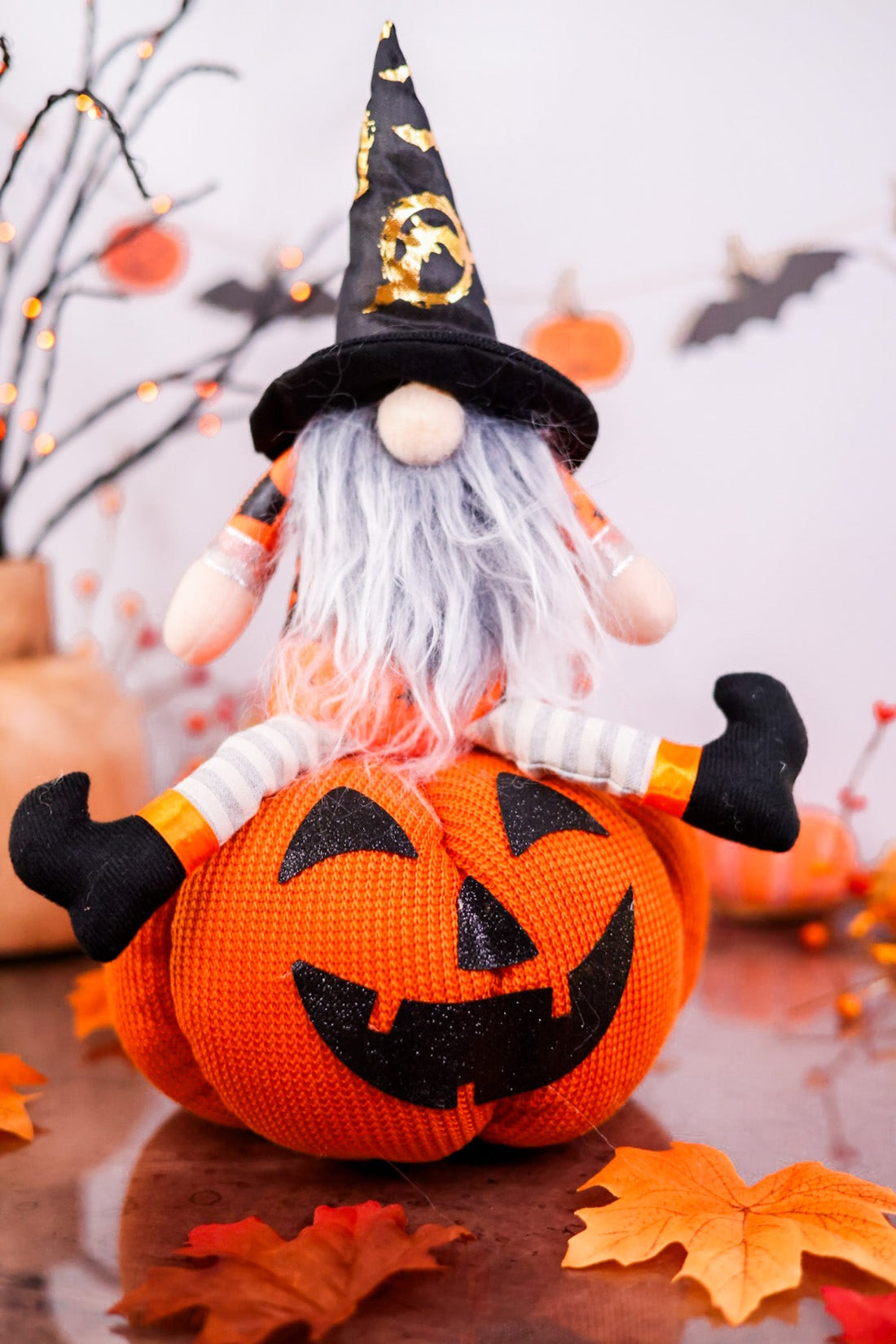 Gnome On Pumpkin Tabletop Decor (2 Styles) - Whiskey Skies - MELROSE INTL