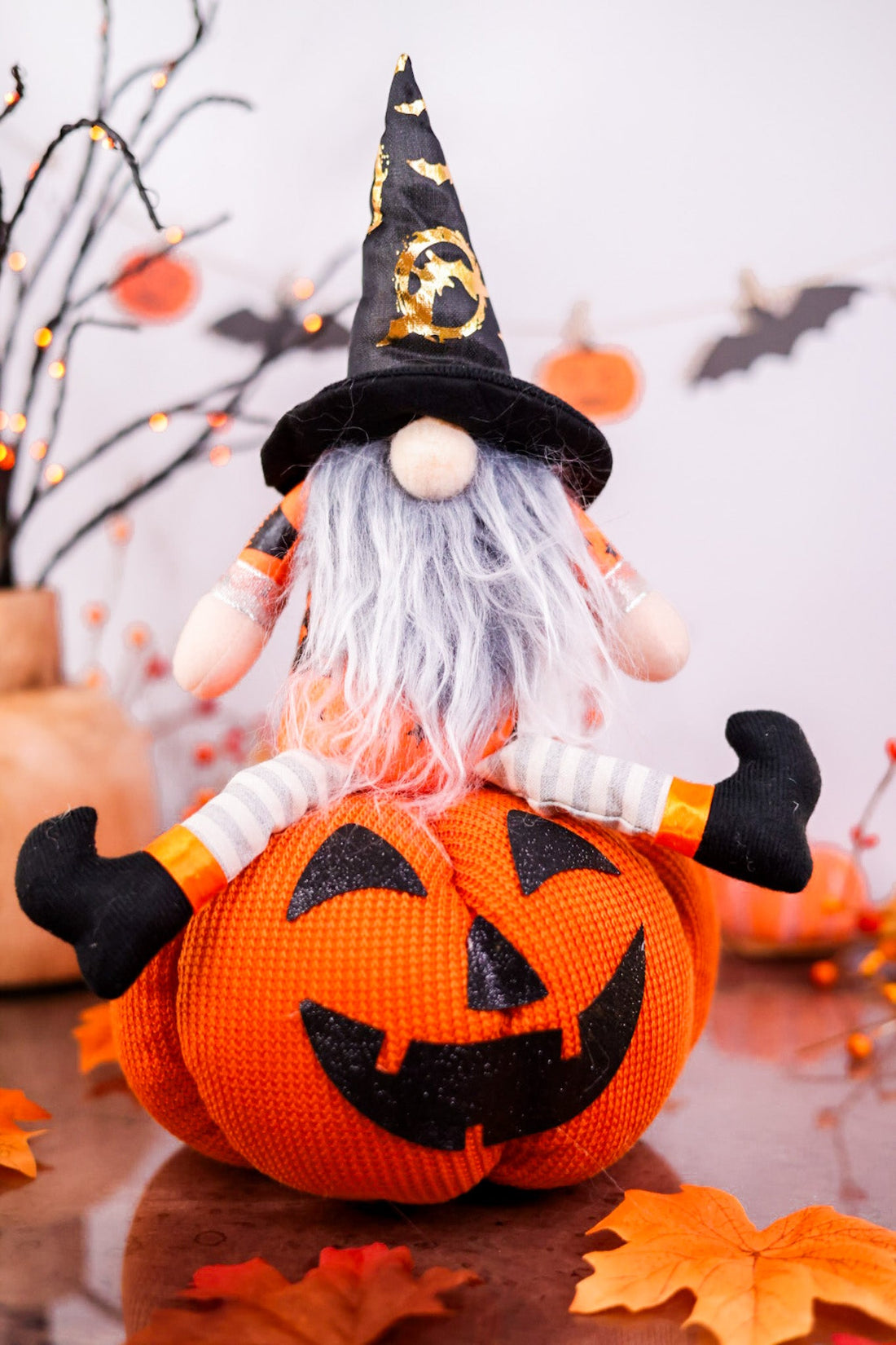 Gnome On Pumpkin Tabletop Decor (2 Styles) - Whiskey Skies - MELROSE INTL