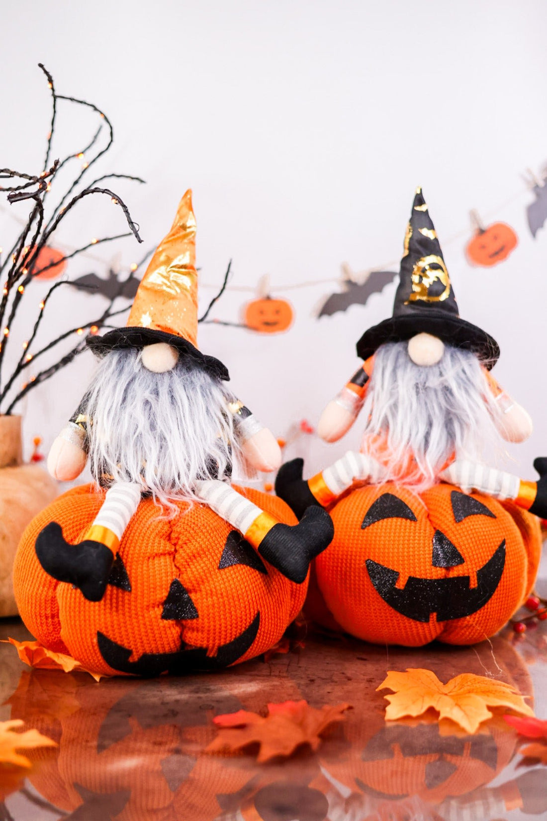 Gnome On Pumpkin Tabletop Decor (2 Styles) - Whiskey Skies - MELROSE INTL