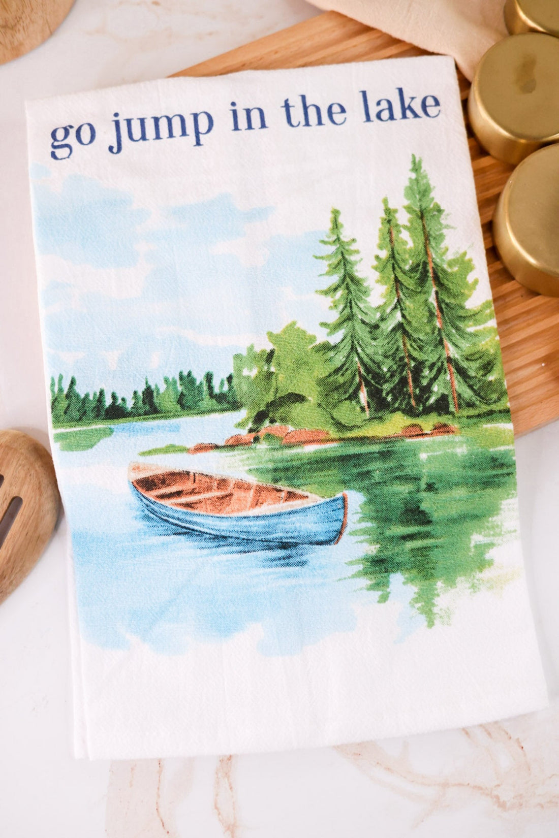 "Go Jump In The Lake" Flour Sack Towel - Whiskey Skies - MUD PIE