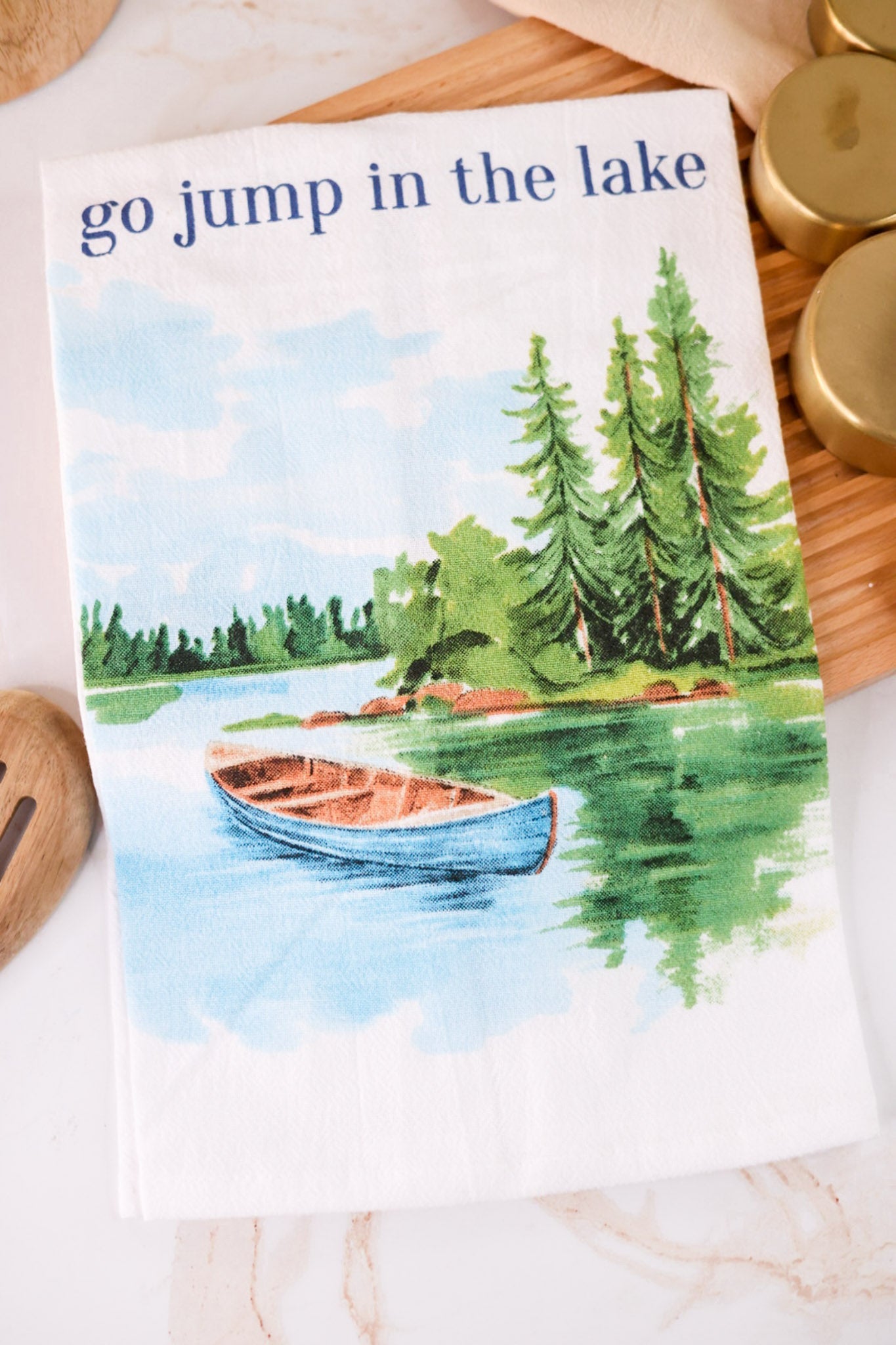 "Go Jump In The Lake" Flour Sack Towel - Whiskey Skies - MUD PIE